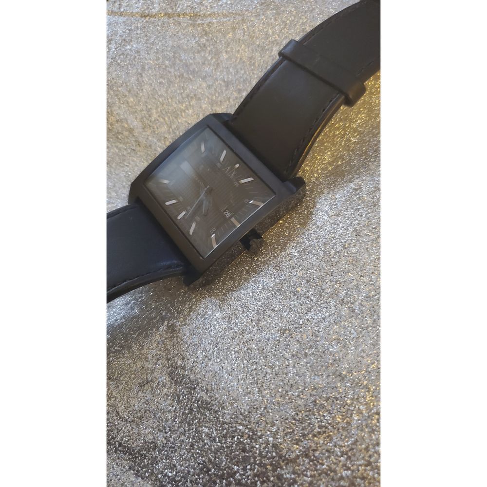 Armani Exchange Mens Leather Rectangular Watch - image 1
